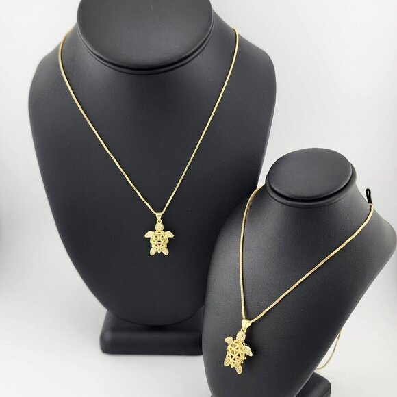Brand New Cubic Zirconia Stone Turtle Necklace - Picture 3 of 11
